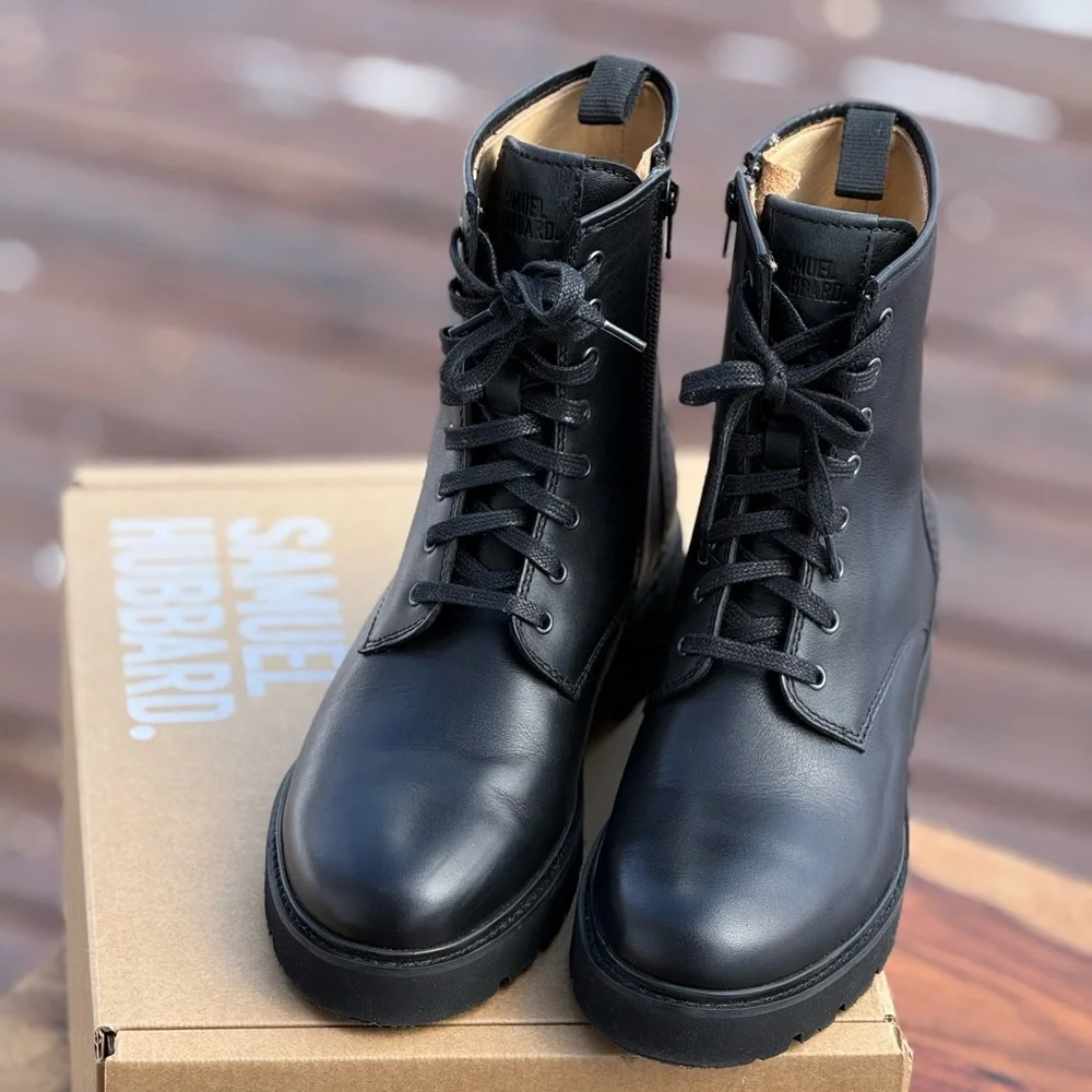 Samuel Hubbard Black Leather Moto Boots - Picture 9 of 11